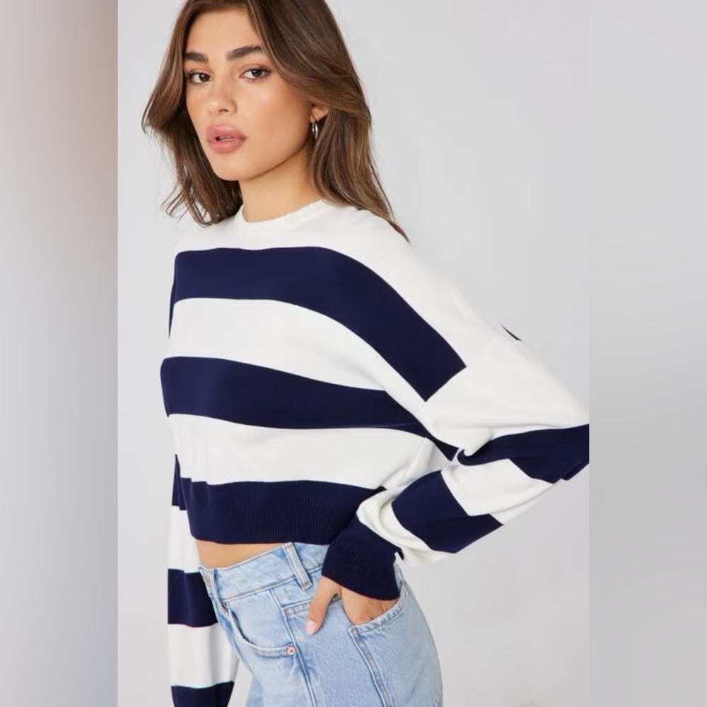 Garage Navy & White Striped sweater